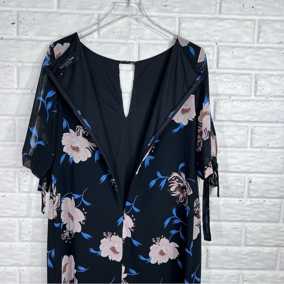 TRUTH & FABLE Floral Dress | Sheer Sleeve Dress - Picture 4 of 10